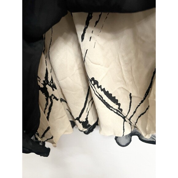 WORTH NEW YORK Black Abstract SHEER SILK Lined Artsy Top BLOUSE SIZE 12 Shirt - Picture 6 of 7